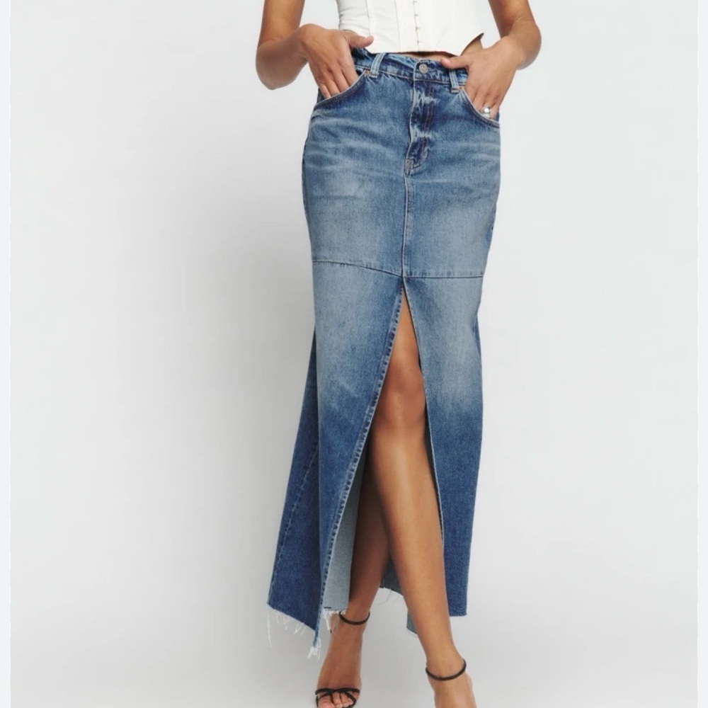 Reformation Tazz Maxi Denim Skirt 0335
